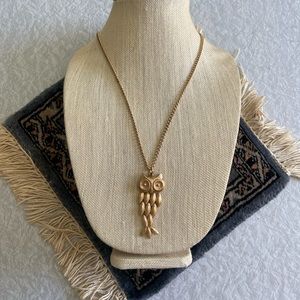 VINTAGE 70s AVON ARTICULATED OWL NECKLACE